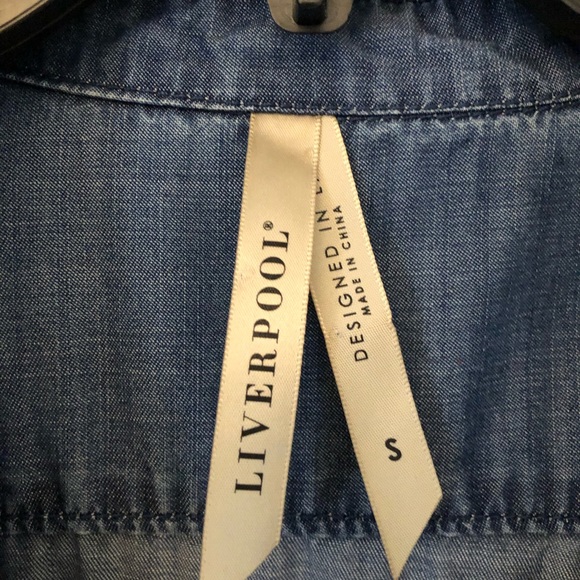Liverpool chambray denim 3 quarter sleeve shirt S - Picture 2 of 6